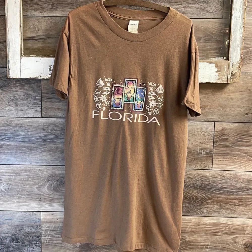 OLYMPIC MILLS CORP Florida Graphic Tshirt Size Large 42-44 Brown Souvenir NWT